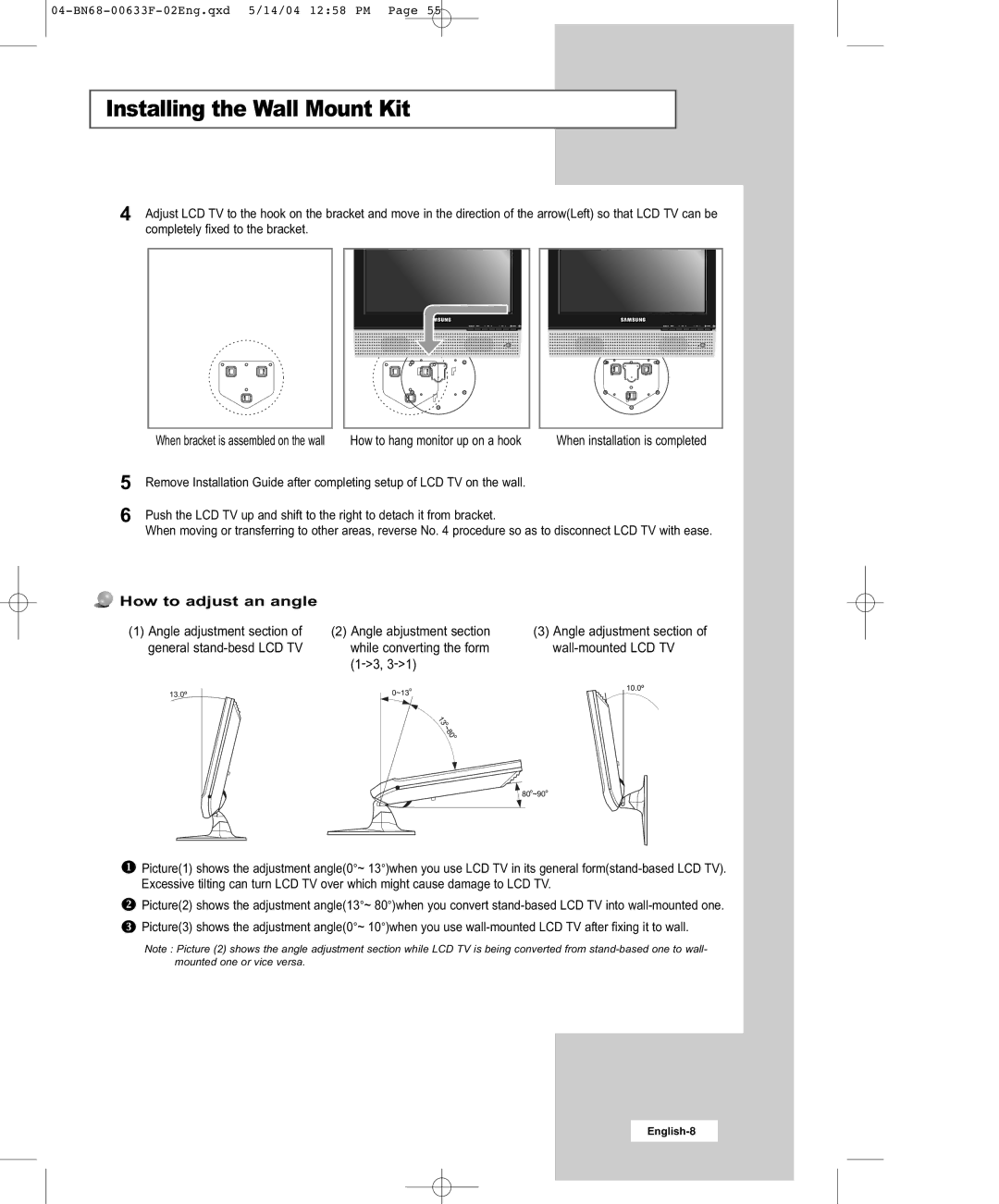 Samsung W17M24C manual How to adjust an angle 