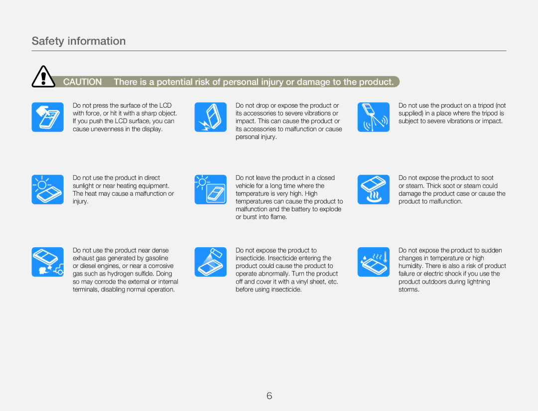 Samsung HMXW300YNX user manual Safety information 