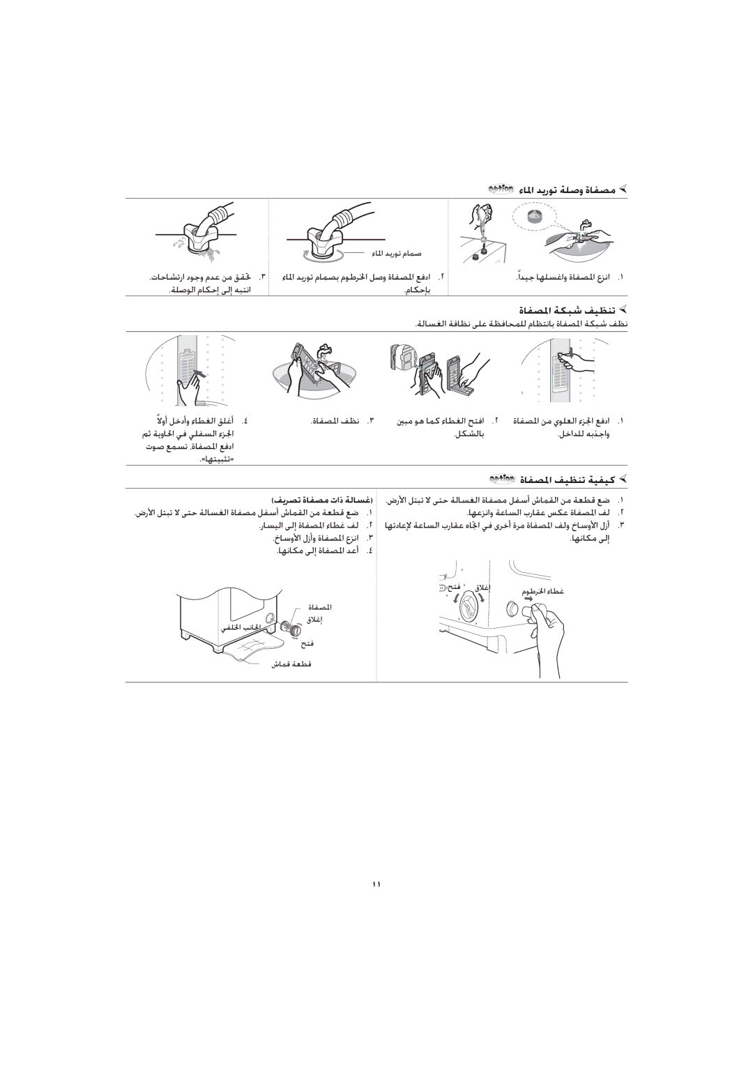 Samsung WA10RAS3ES/XSH, WA10RAQ3IW/XSG ءﺎﳌا ﺪﻳرﻮﺗ ﺔﻠﺻو ةﺎﻔﺼﻣ, ةﺎﻔﺼﳌا ﺔﻜﺒﺷ ﻒﻴﻈﻨﺗ, ةﺎﻔﺼﳌا ﻒﻴﻈﻨﺗ ﺔﻴﻔﻴﻛ, ﻒﻳﺮﺼﺗ ةﺎﻔﺼﻣ تاذ ﺔﻟﺎﺴﻏ 