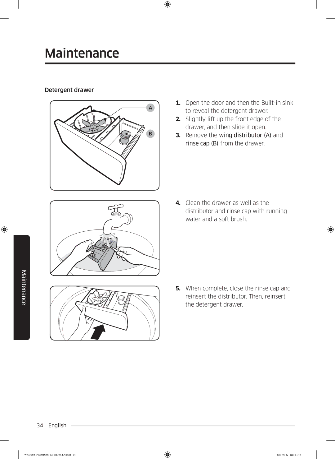 Samsung WA14J6750SP/YL, WA13J6730SW/YL, WA11J6730SS/YL, WA11J6730SW/YL, WA13J6730SP/YL, WA15J6750SP/YL manual Maintenance 