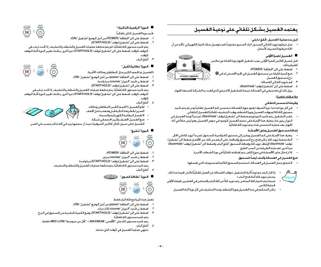 Samsung WA15QAKFP/YL, WA13RAQ3FW/YL, WA13RAQ3EW/XSG, WA13RAN3IW/XSG, WA13RAQ3DW/YL ليسغلا ةيعون ىلع يئاقلت لكشب ليسغلا دمتعي 