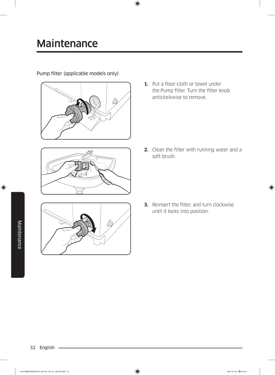 Samsung WA14J6750SP/SV, WA16J6750SP/SV manual Maintenance 