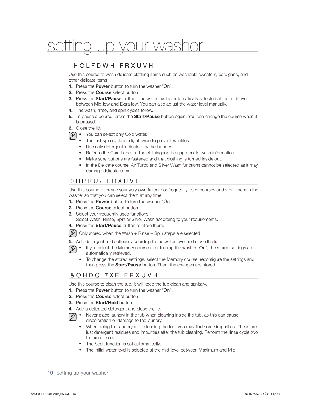 Samsung WA15PALFP/YL manual HolfdwhFrxuvh, 0HPRU\FRXUVH, OHDQ7XEFRXUVH 