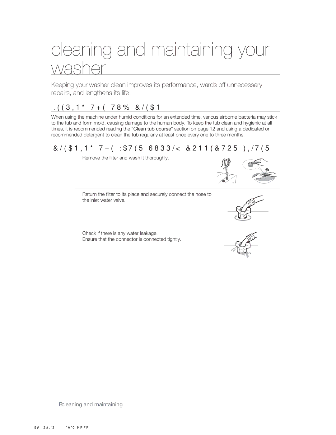 Samsung WA15PALFP/YL manual FOHDQLQJDQGPDLQWDLQLQJ\RXU Zdvkhu, 7+78%&/$1 $1,1*7+$756833/&211&725,/75 