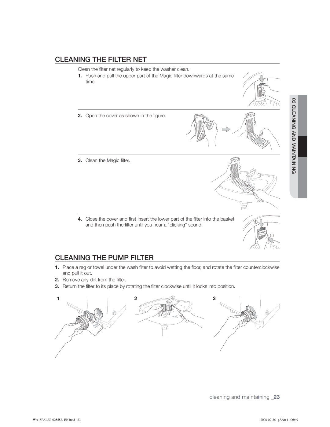 Samsung WA15PALFP/YL manual $1,1*7+,/7517, $1,1*7+3803,/75, OhdqWkhƂowhuQhwUhjxoduo\WrNhhsWkhZdvkhuFohdq 