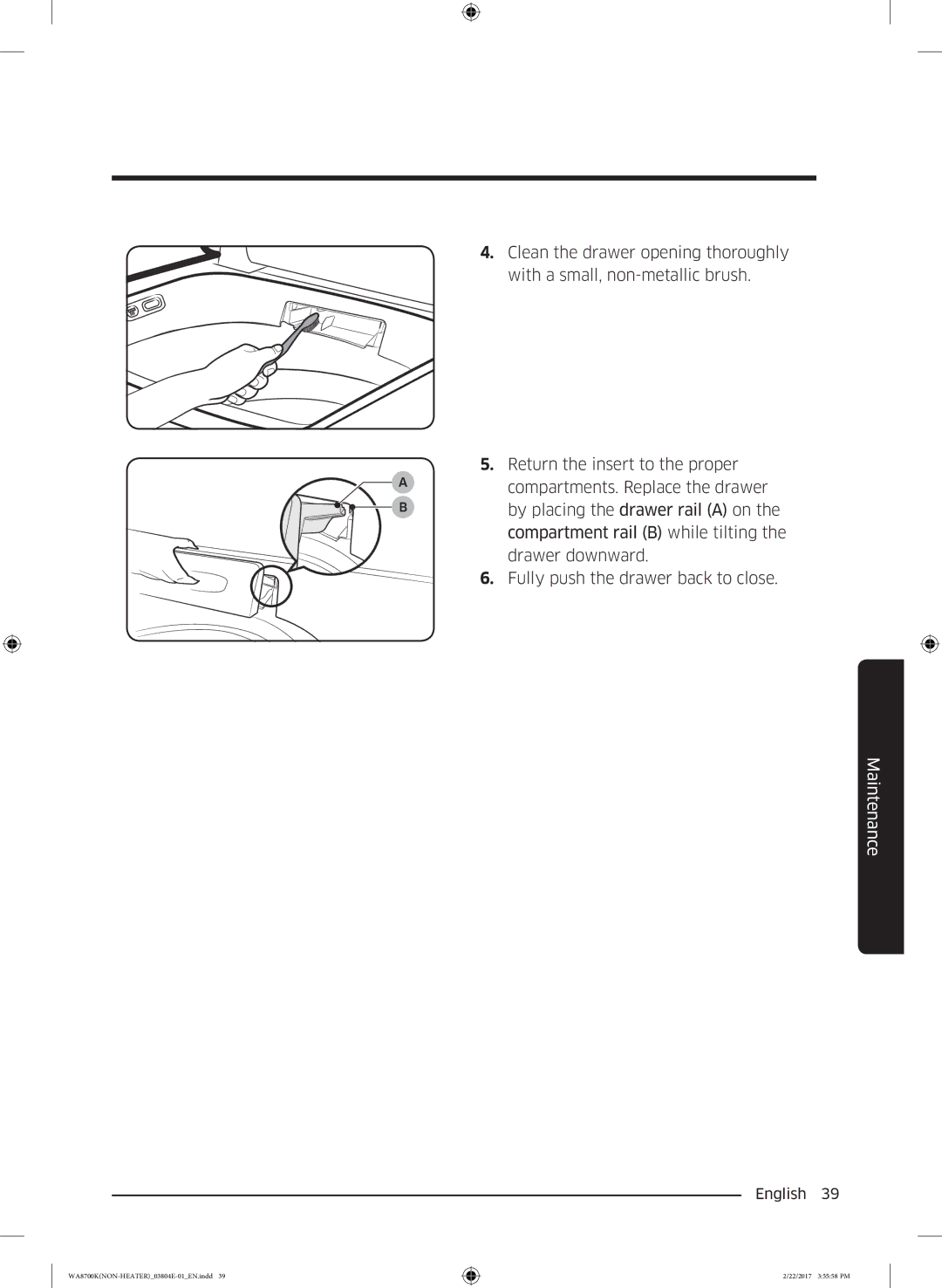 Samsung WA18M8700GV/SV manual Maintenance 