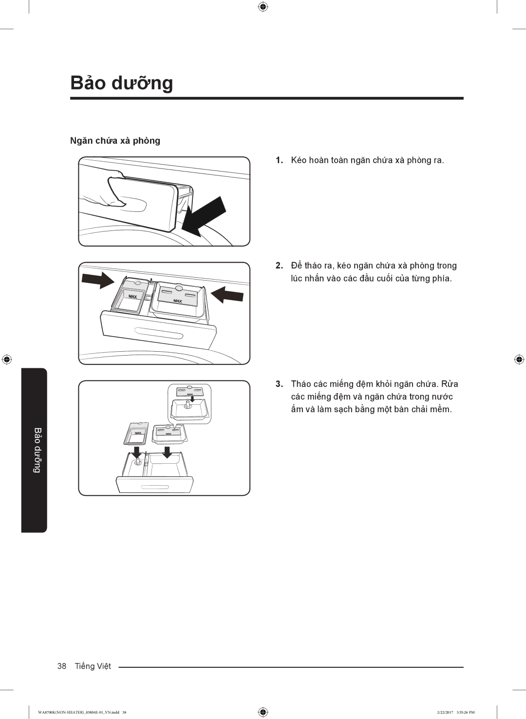 Samsung WA18M8700GV/SV manual Ngăn chứa xà phòng 