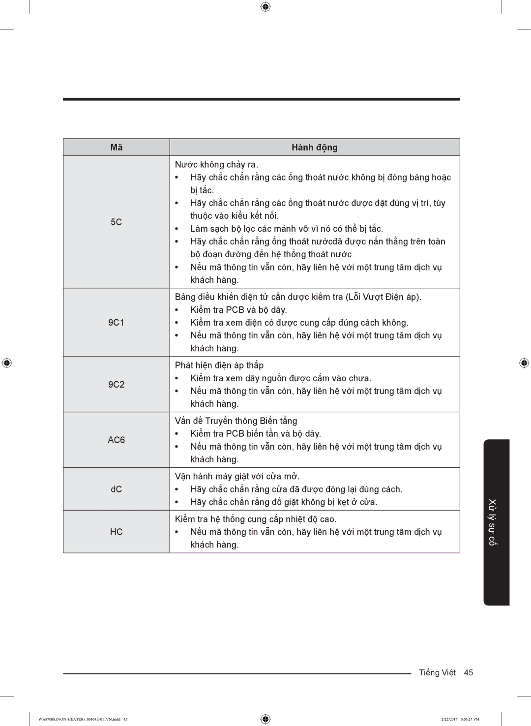 Samsung WA18M8700GV/SV manual Nước không chảy ra 