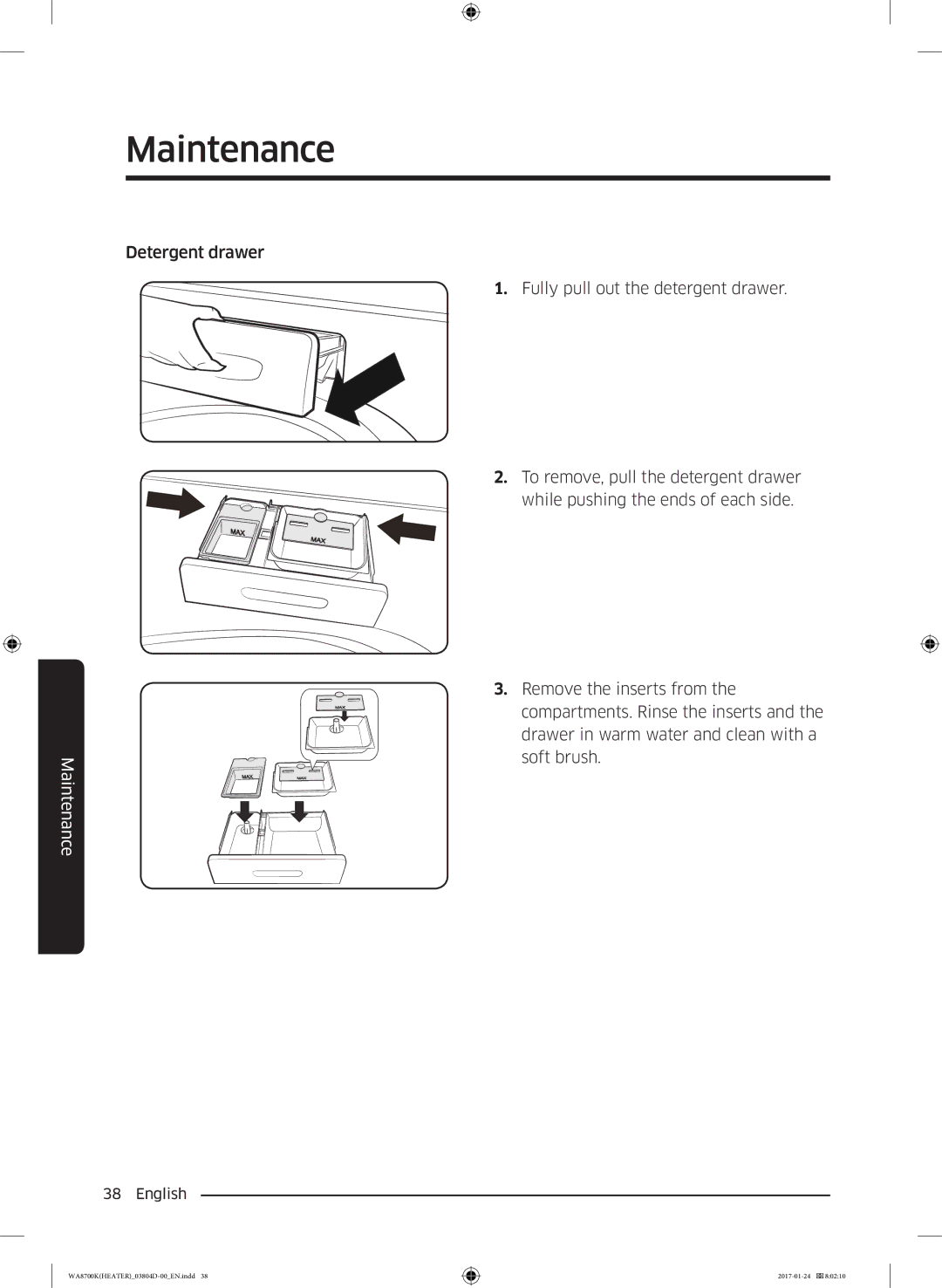 Samsung WA21M8700GV/SV manual Detergent drawer 