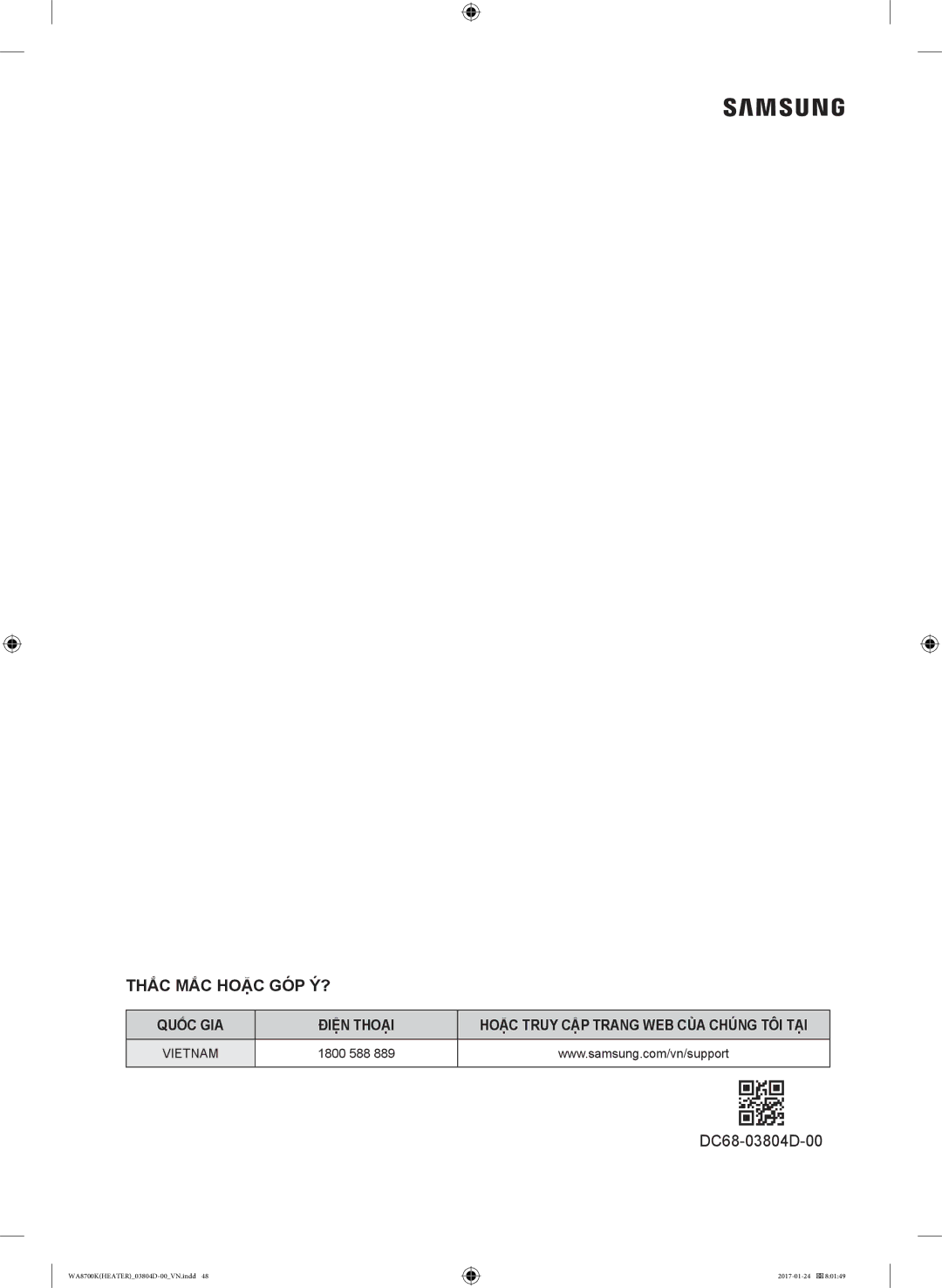 Samsung WA21M8700GV/SV manual Thắc MẮC Hoặc GÓP Ý? 