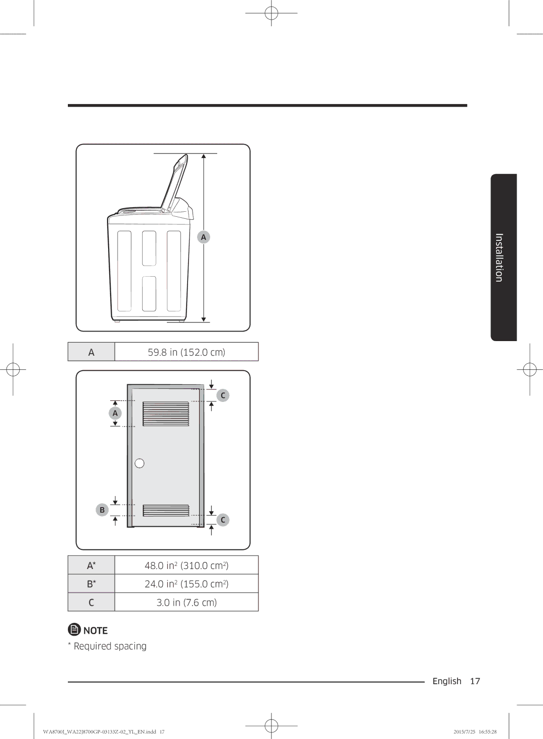 Samsung WA22J8700GP/YL manual Installation 