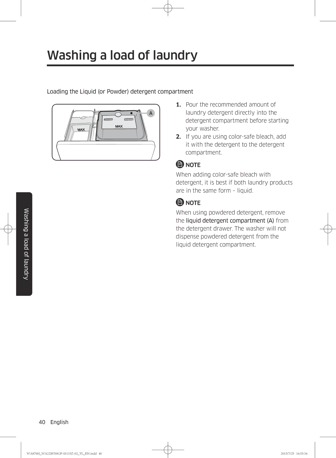 Samsung WA22J8700GP/YL manual Washing a load of laundry 