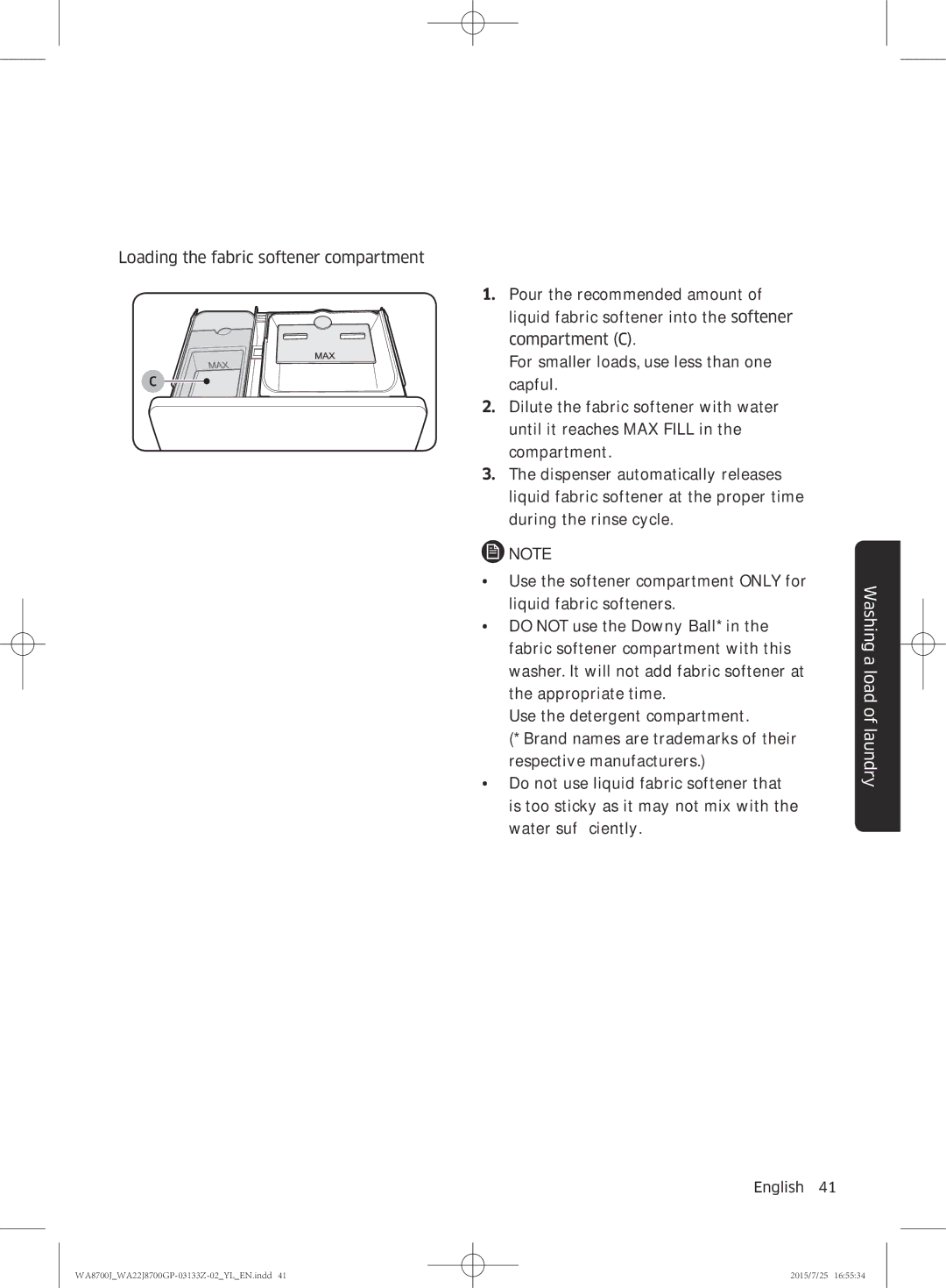 Samsung WA22J8700GP/YL manual Washing a load of laundry 