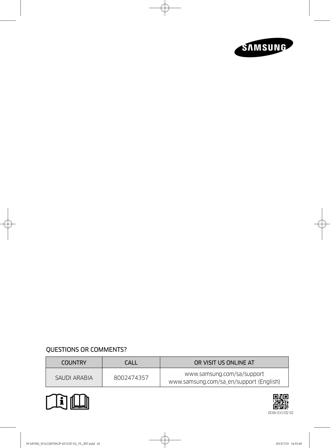 Samsung WA22J8700GP/YL manual Questions or COMMENTS? 