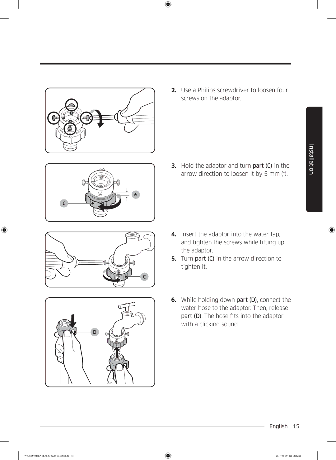 Samsung WA22M8700GV/YL manual Installation 