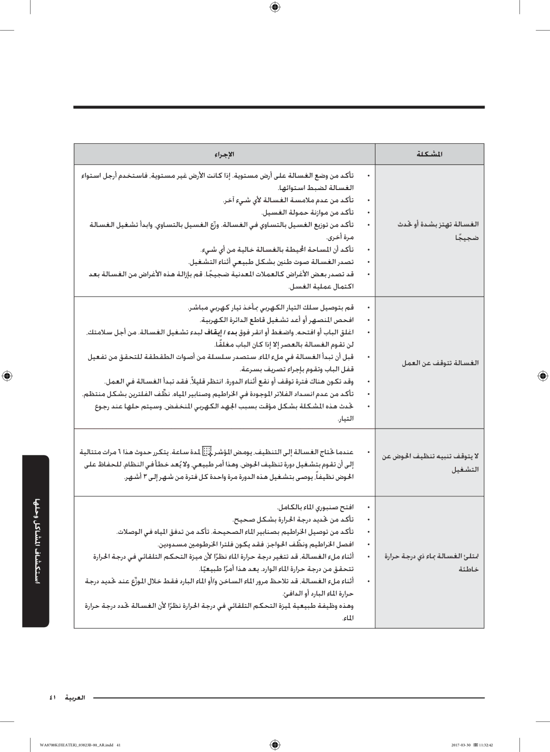 Samsung WA22M8700GV/YL manual نع ضولحا فيظنت هيبنت فقوتي لا 