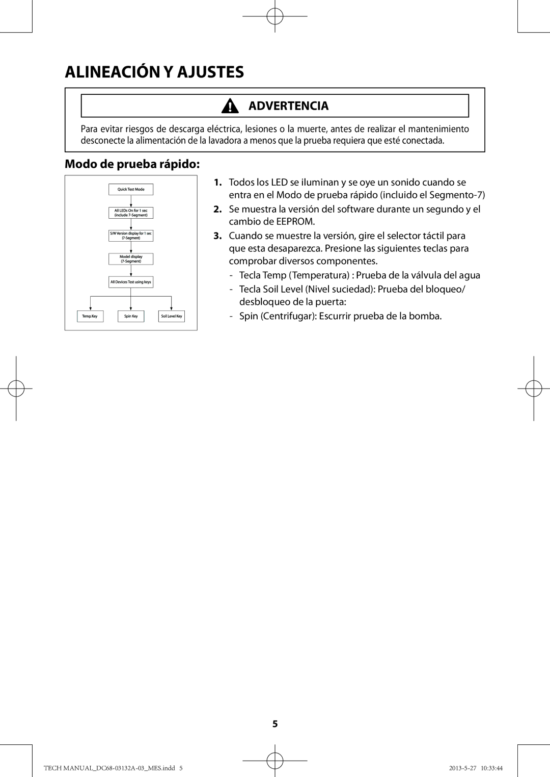 Samsung WA400PJHDWR, WA456DRHDWR manual Alineación Y Ajustes 