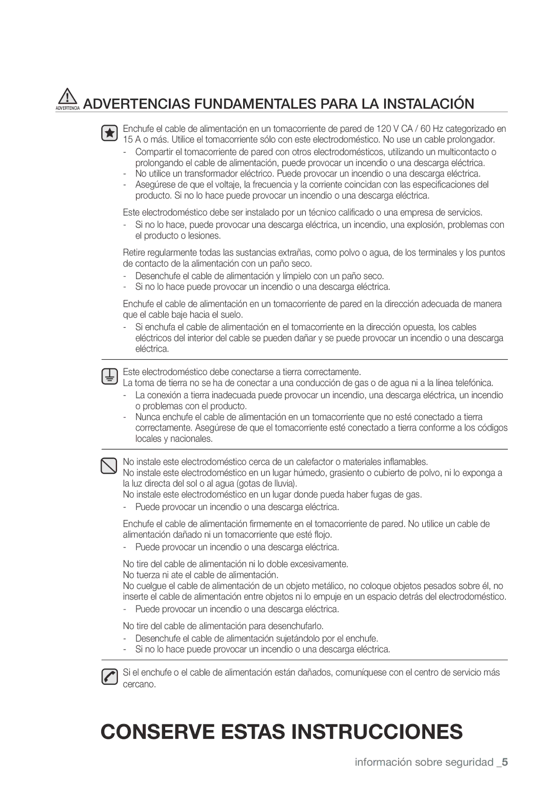 Samsung WA422PRHDWR, WA456DRHDWR, WA456DRHDSU, WA400PJHDWR Advertencia Advertencias Fundamentales Para LA Instalación 