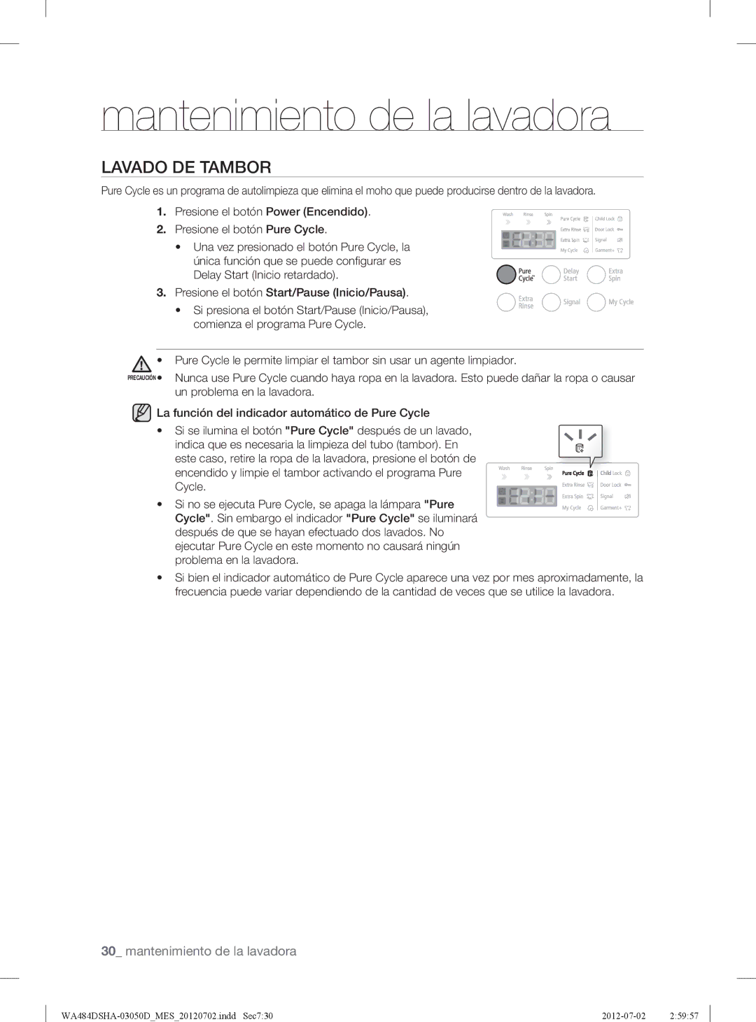 Samsung WA484DSHAWR, WA484DSHASU user manual Lavado DE Tambor 