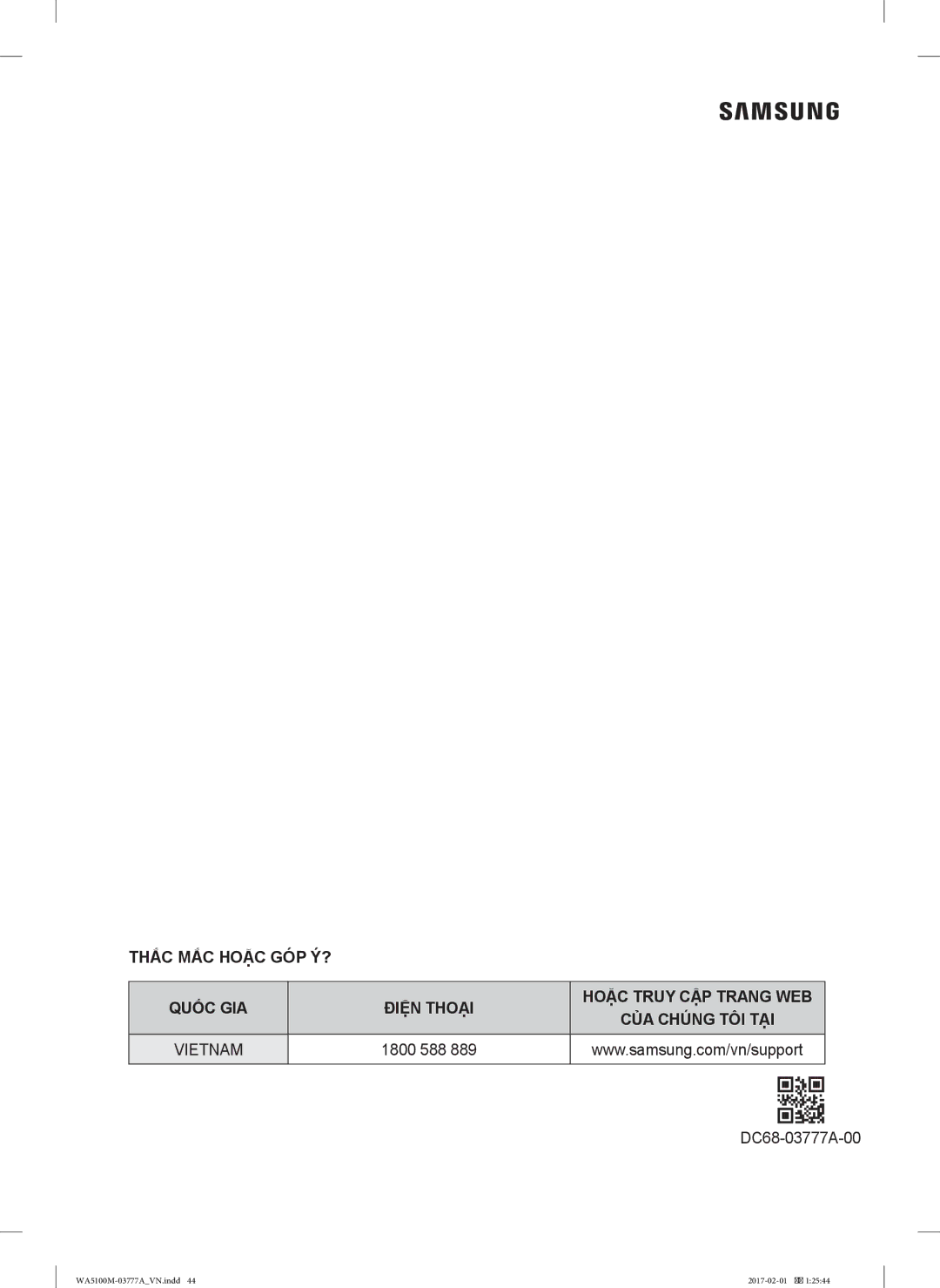 Samsung WA85M5120SG/SV, WA82M5110SW/SV, WA90M5120SG/SV, WA85M5120SW/SV, WA90M5120SW/SV, WA82M5110SG/SV manual 1800 588 