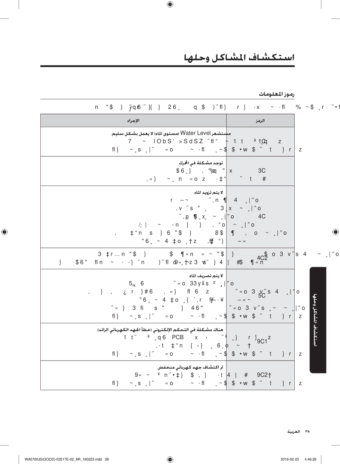 Samsung WA70J5710SW/YL, WA90J5710SG/YL, WA80J5710SW/YL, WA90J5710SW/YL manual تامولعلما زومر, ميلس لكشب ةقاطلا ديوزت نم ققتح 