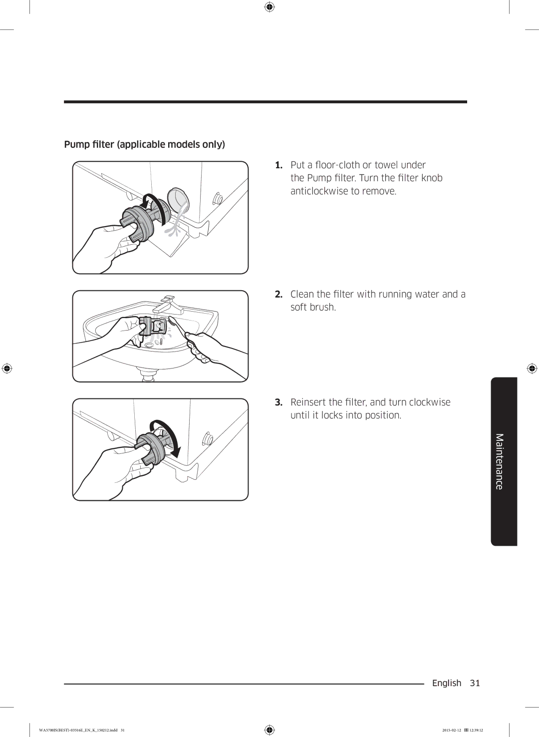 Samsung WA90J5730SS/YL manual Maintenance 