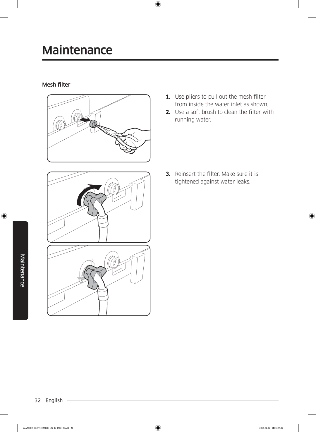 Samsung WA90J5730SS/YL manual Maintenance 