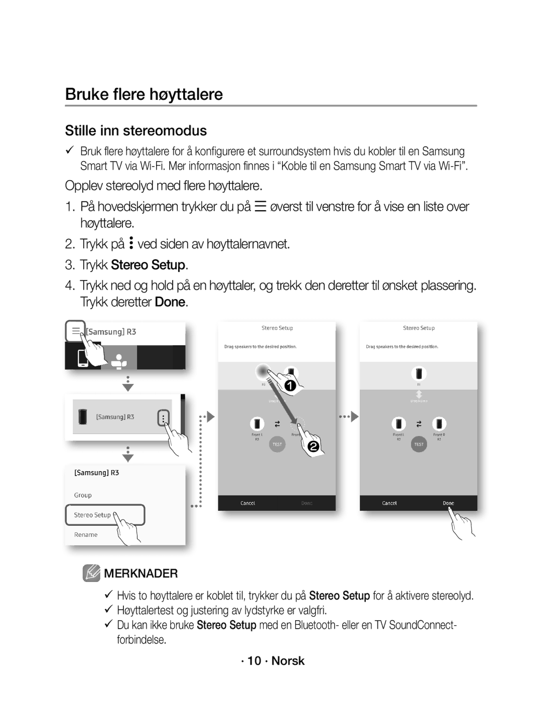 Samsung WAM1400/XE manual Stille inn stereomodus 