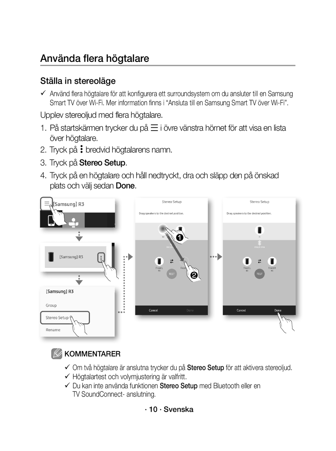 Samsung WAM1400/XE manual Ställa in stereoläge 