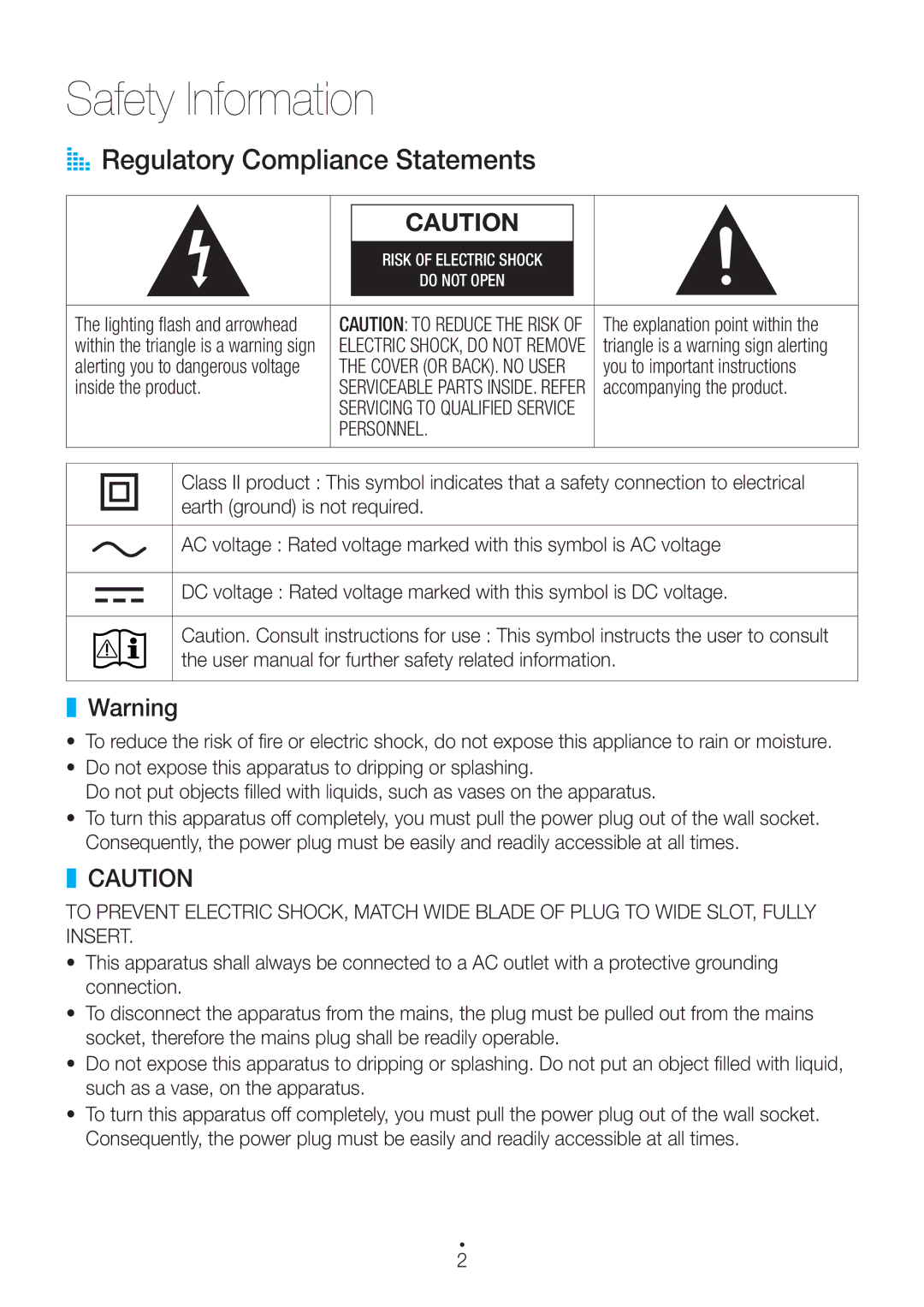 Samsung WAM1400/XE manual Safety Information, AA Regulatory Compliance Statements, You to important instructions 