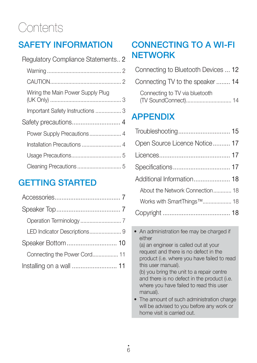 Samsung WAM1400/XE manual Contents 