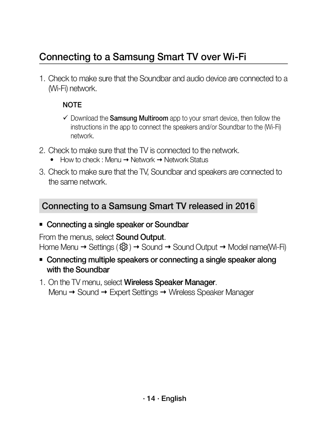 Samsung WAM1500/ZF, WAM1500/EN manual Connecting to a Samsung Smart TV over Wi-Fi, Connecting to a Samsung Smart TV released 