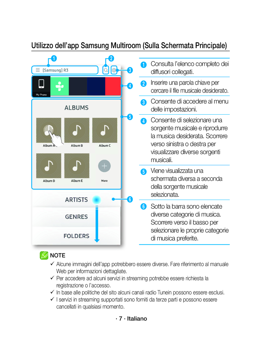 Samsung WAM1500/EN, WAM1500/ZF manual Diffusori collegati, Consente di accedere al menu delle impostazioni 