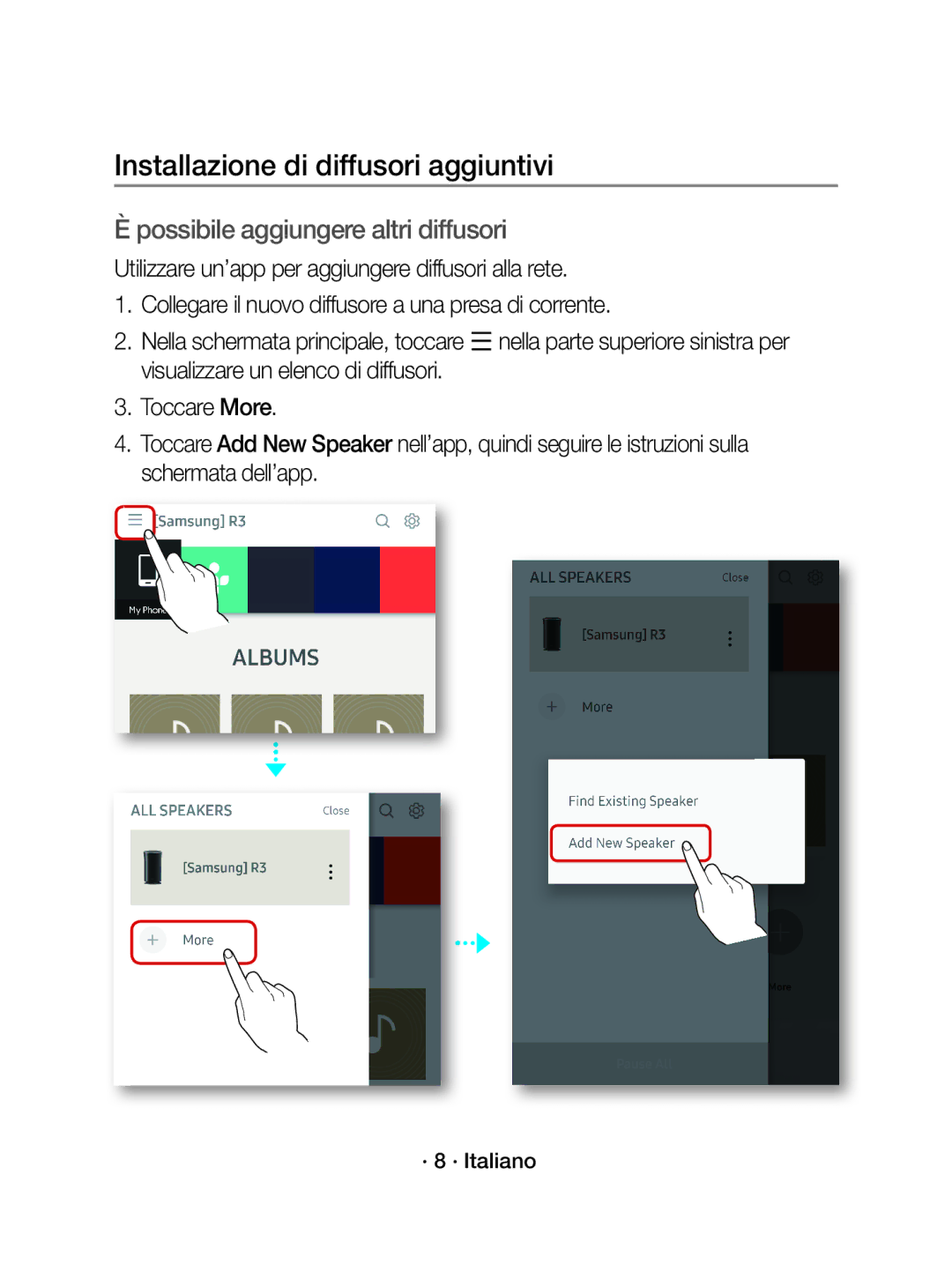 Samsung WAM1500/ZF, WAM1500/EN manual Installazione di diffusori aggiuntivi, Possibile aggiungere altri diffusori 