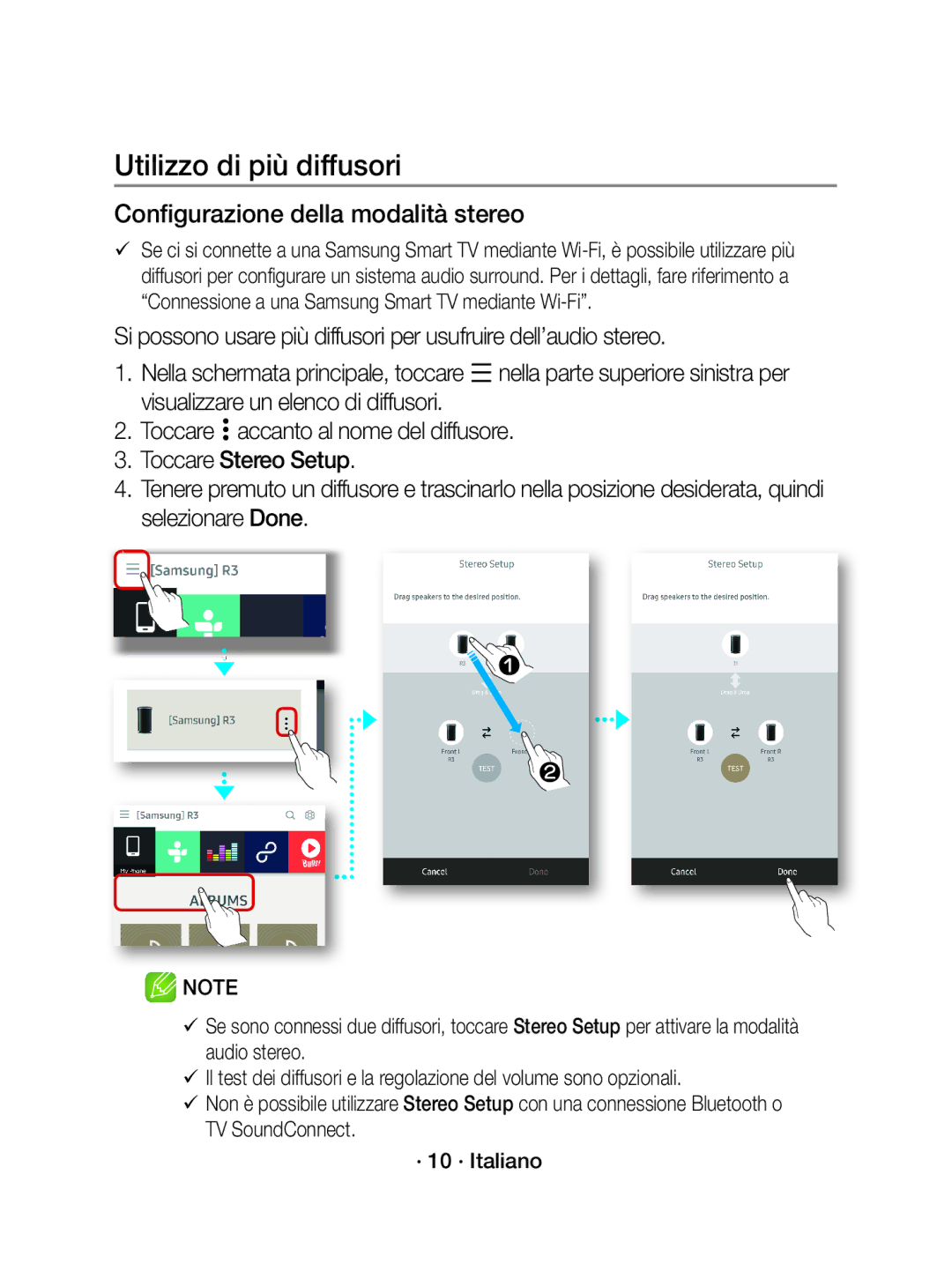 Samsung WAM1500/ZF, WAM1500/EN manual Configurazione della modalità stereo 