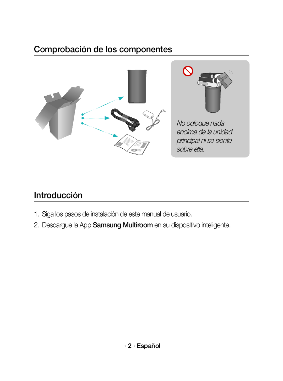 Samsung WAM1500/ZF, WAM1500/EN manual Comprobación de los componentes, Introducción 