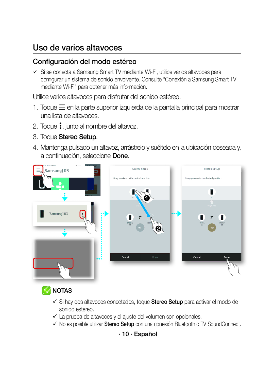 Samsung WAM1500/ZF, WAM1500/EN manual Configuración del modo estéreo 