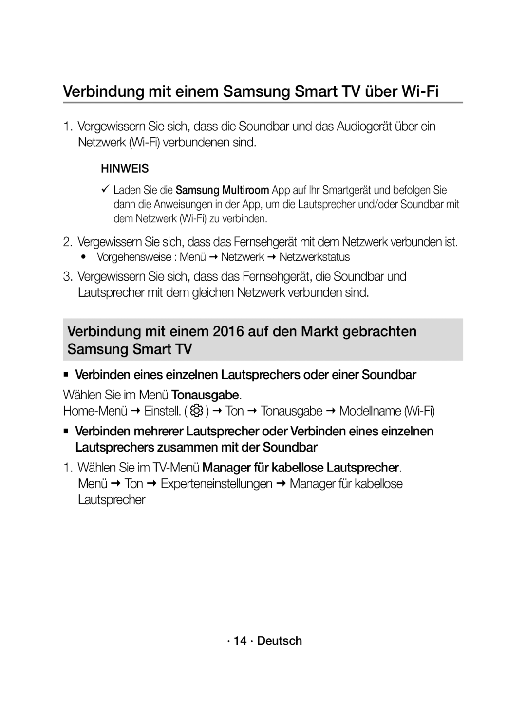 Samsung WAM1500/EN manual Verbindung mit einem Samsung Smart TV über Wi-Fi 