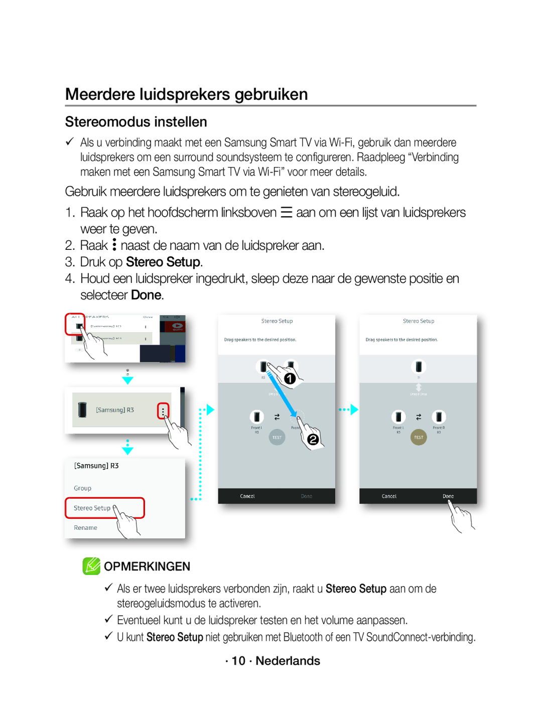 Samsung WAM1500/EN manual Stereomodus instellen, · 10 · Nederlands 