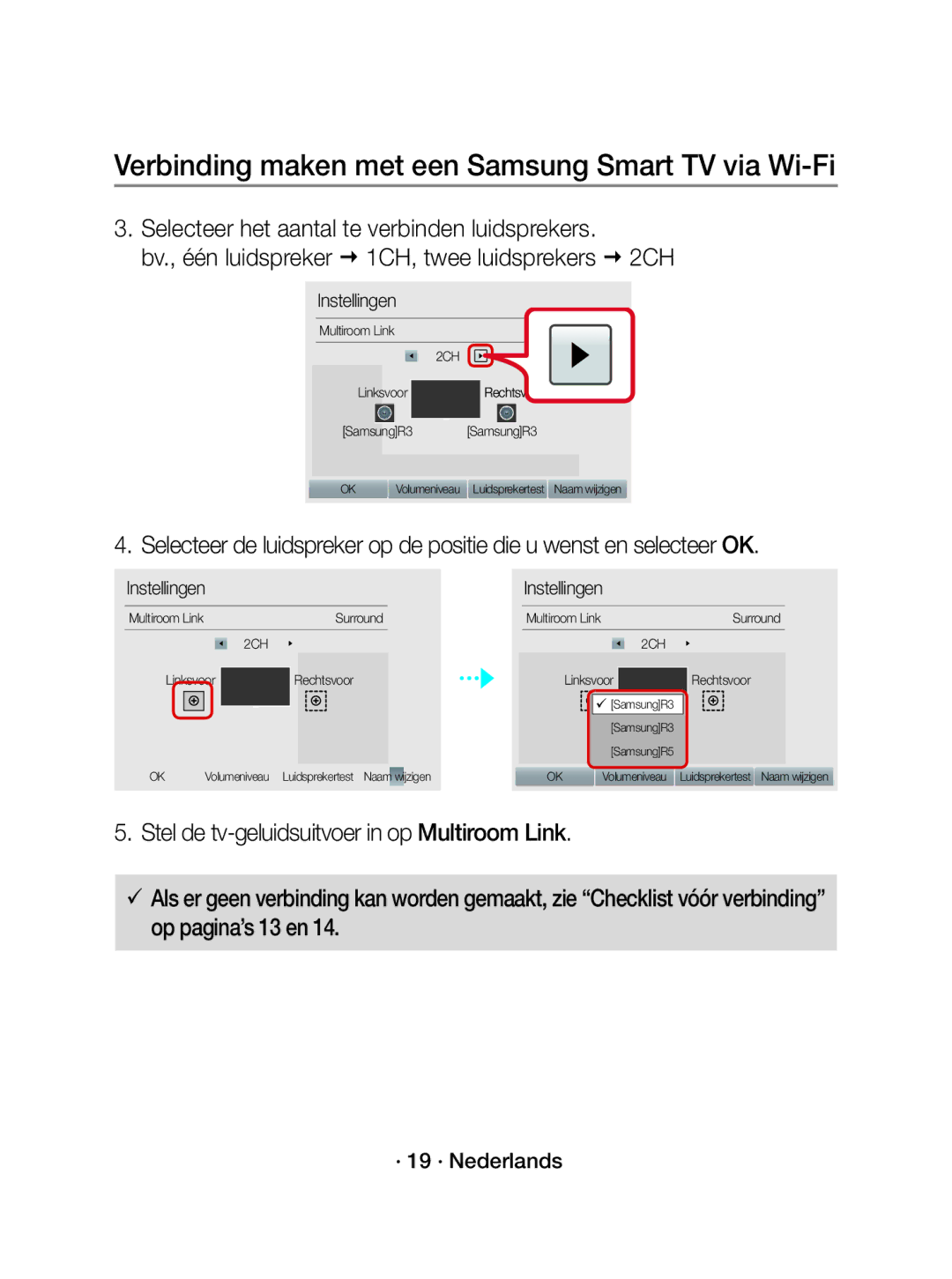 Samsung WAM1500/EN manual · 19 · Nederlands, Instellingen 