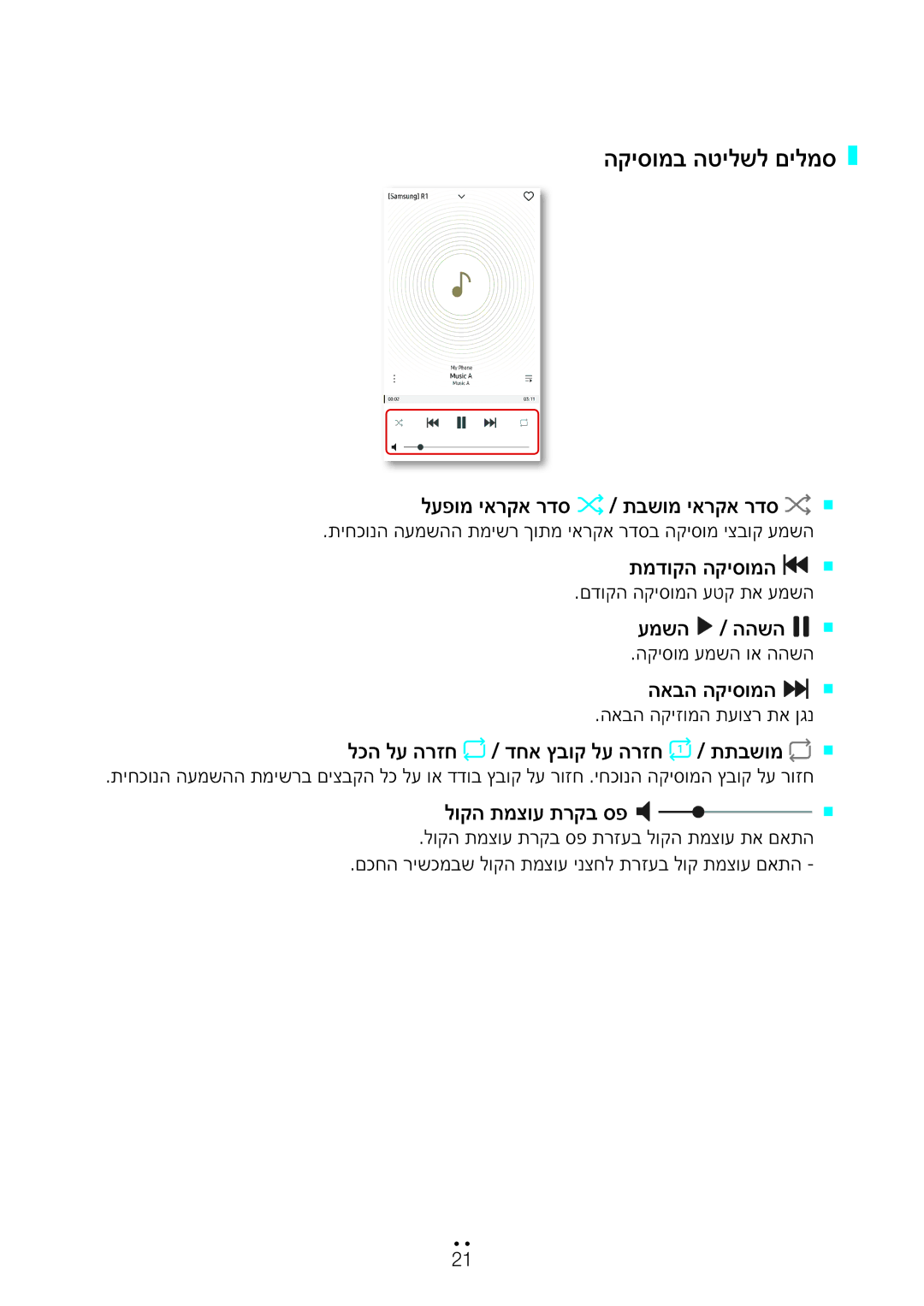 Samsung WAM3500/SQ, WAM1500/SQ manual הקיסומב הטילשל םילמס 