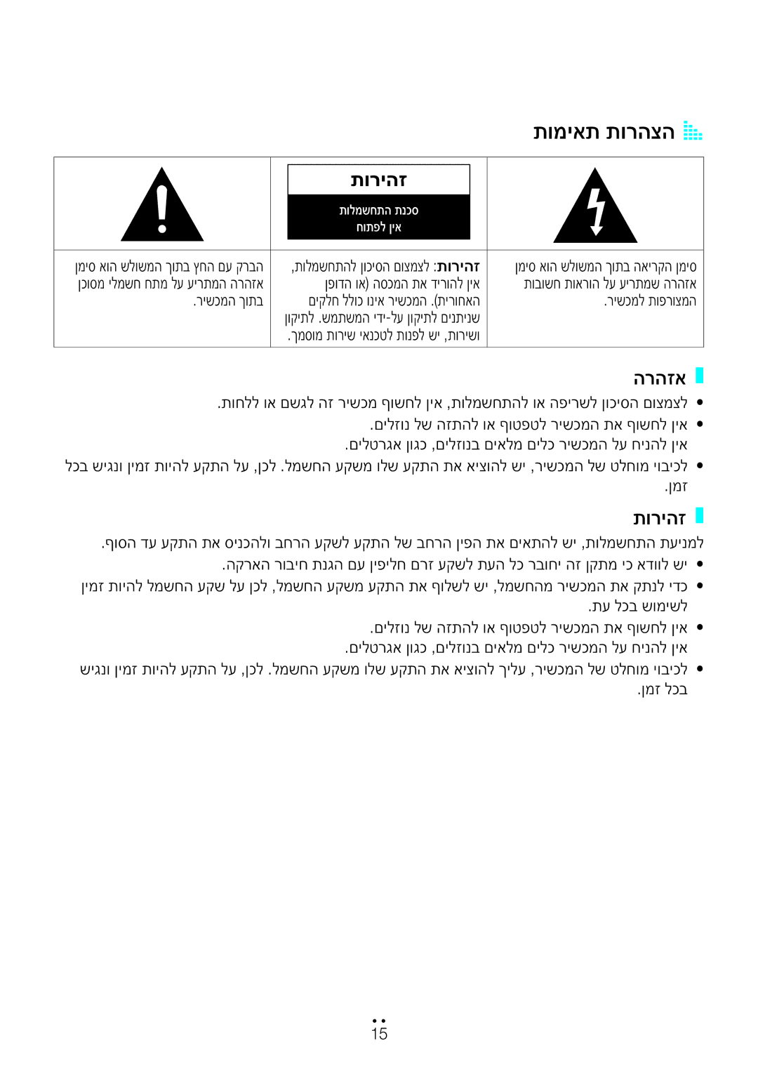 Samsung WAM3500/SQ, WAM1500/SQ manual הרהזא, תוריהז 