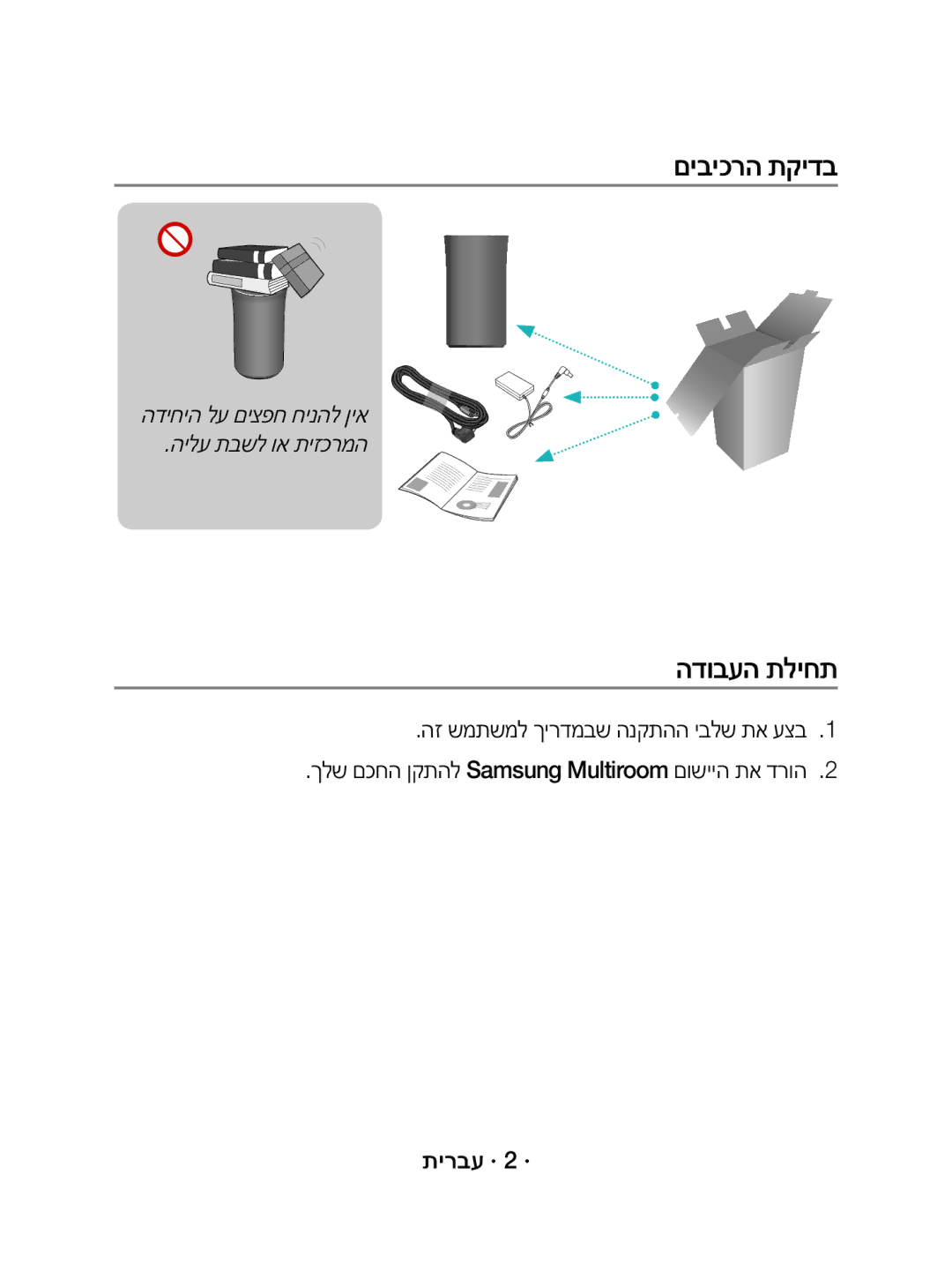 Samsung WAM1500/SQ manual םיביכרה תקידב, הדובעה תליחת 