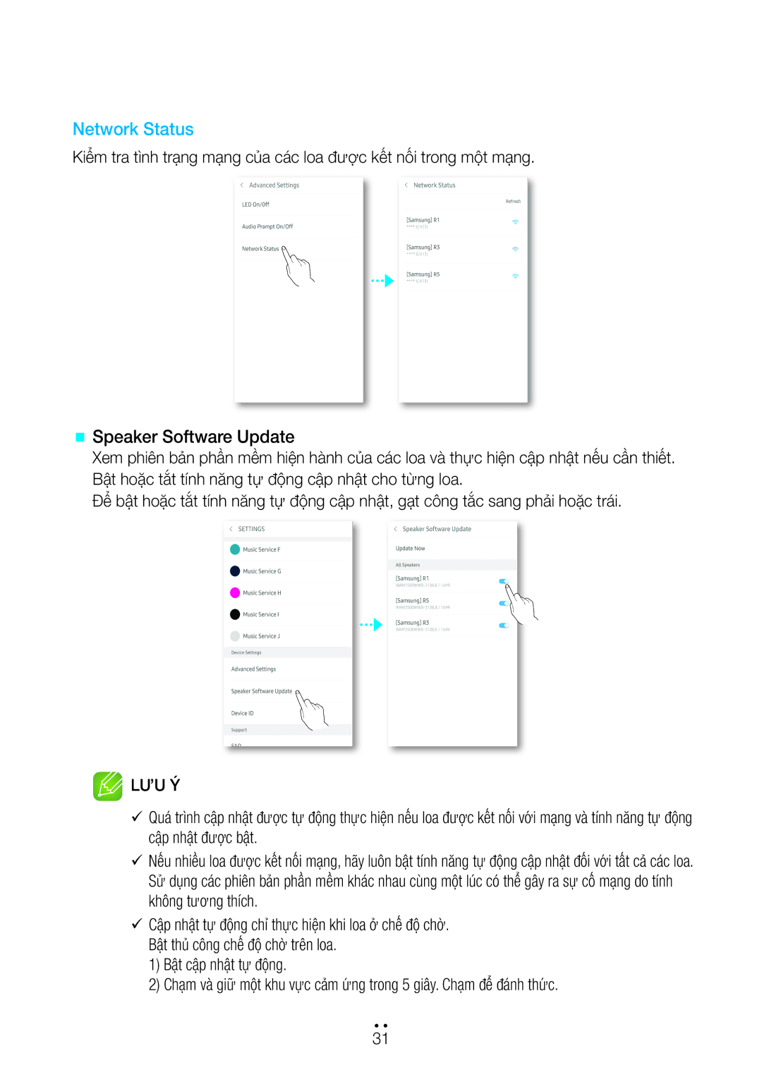 Samsung WAM3500/XV, WAM1500/XV manual Network Status, @@ Speaker Software Update 