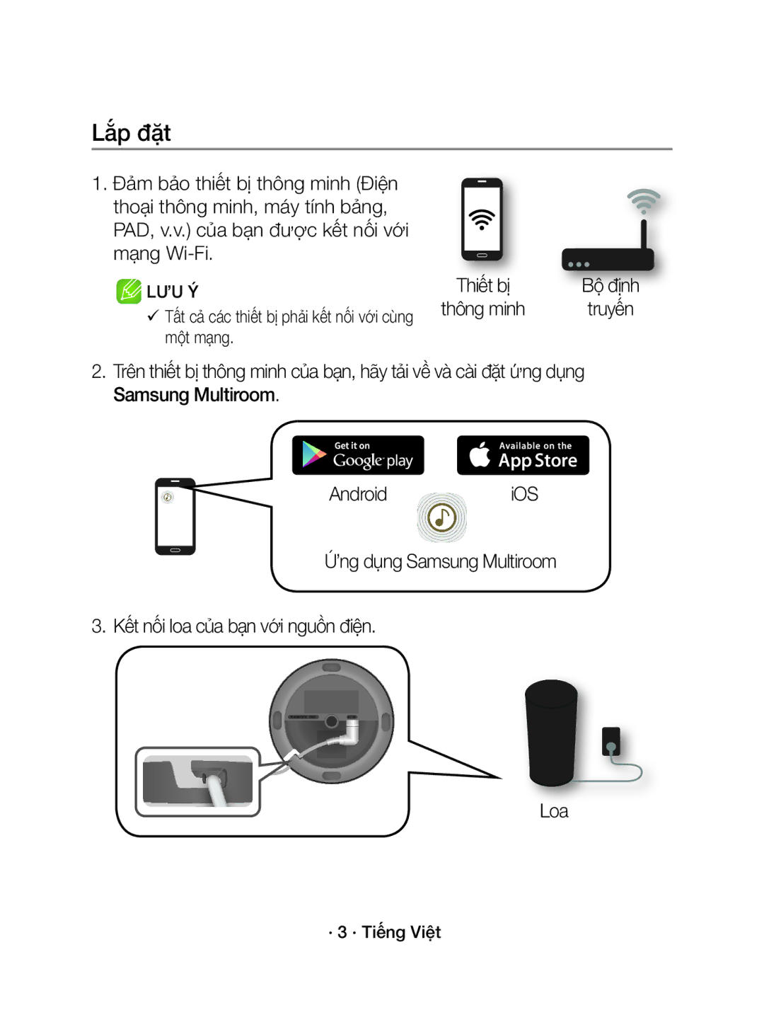 Samsung WAM1500/XV manual Lắp đặt, Loa 