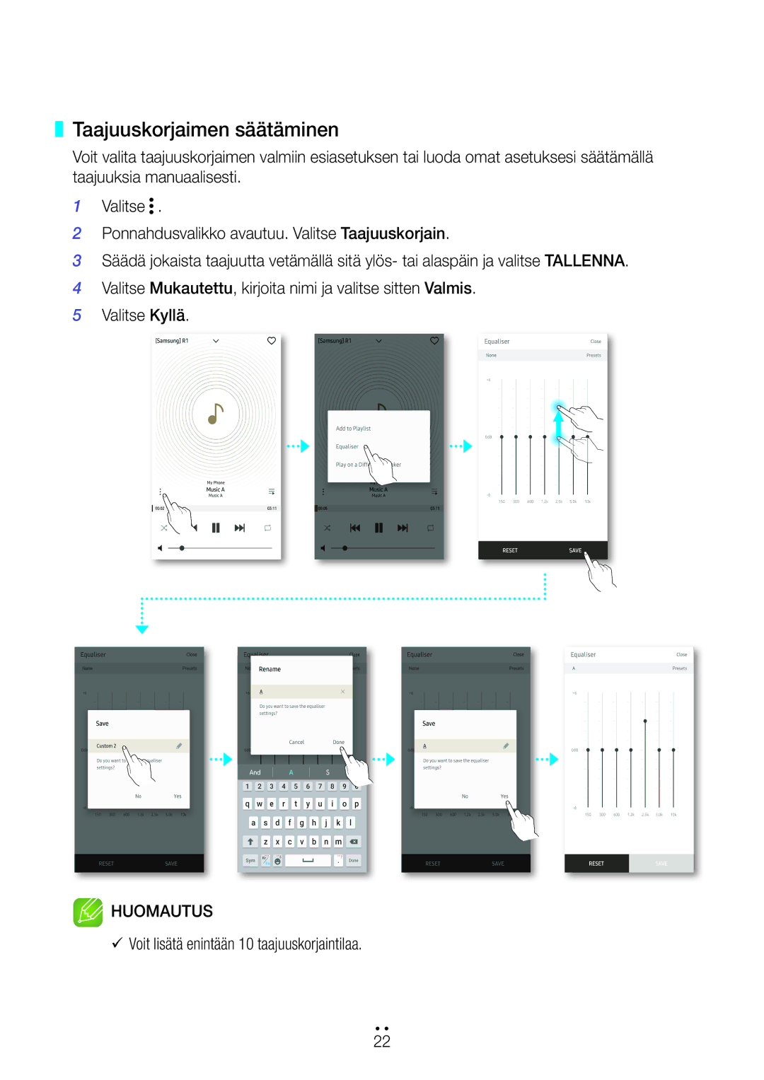 Samsung WAM1500/XE, WAM1501/XE, WAM3501/XE, WAM3500/XE, WAM5500/XE manual Taajuuskorjaimen säätäminen 