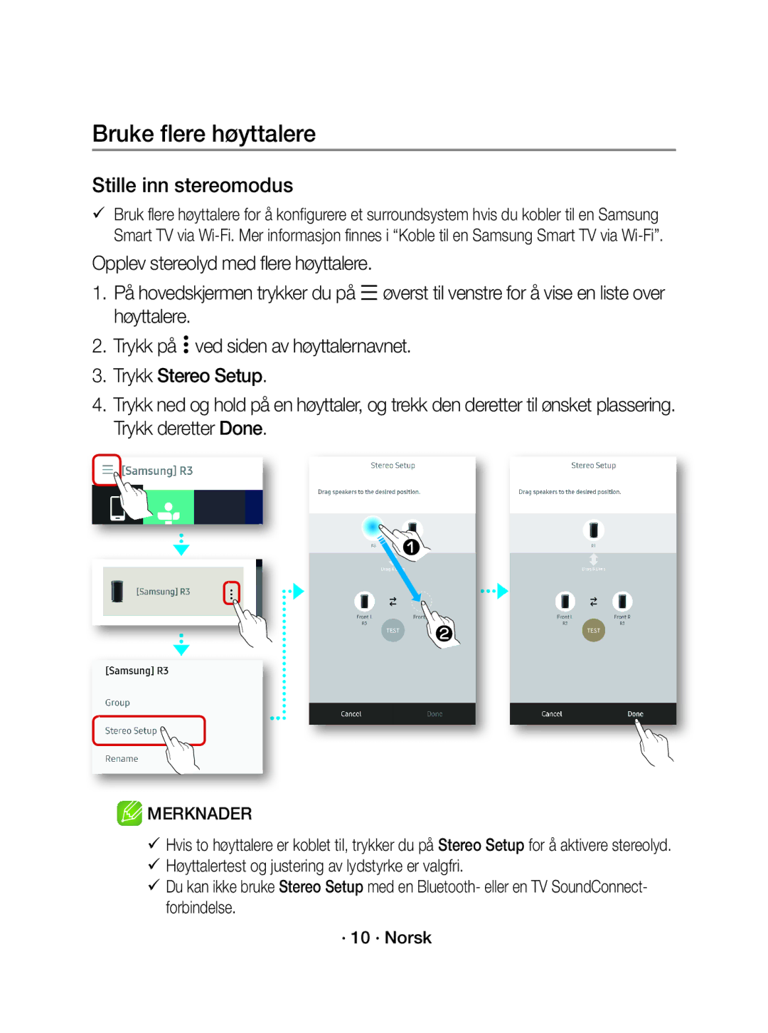 Samsung WAM1501/XE manual Stille inn stereomodus 