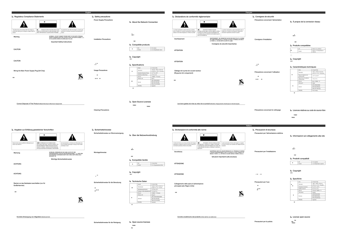 Samsung WAM250/XN, WAM250/EN AA Regulatory Compliance Statements, AA Safety precautions, AA About the Network Connection 