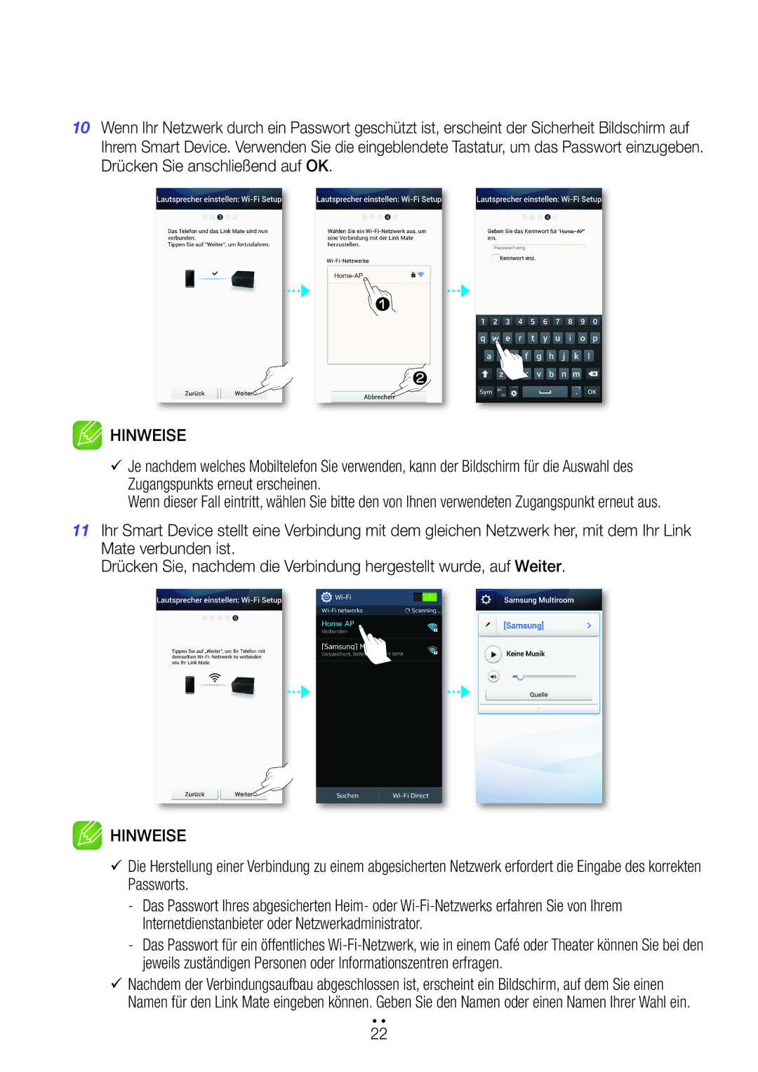 Samsung WAM270/EN manual Hinweise 