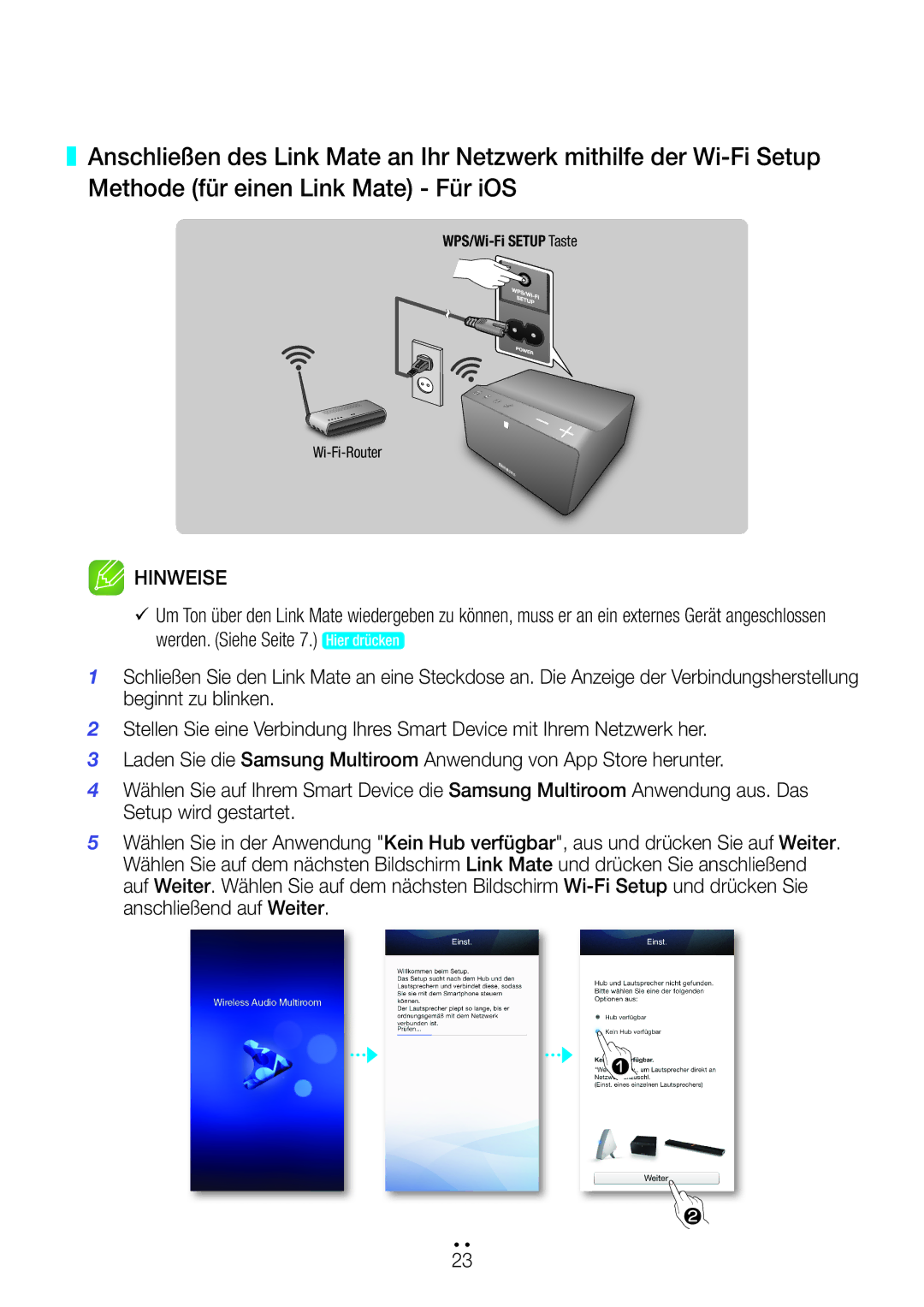 Samsung WAM270/EN manual WPS/Wi-Fi Setup Taste 